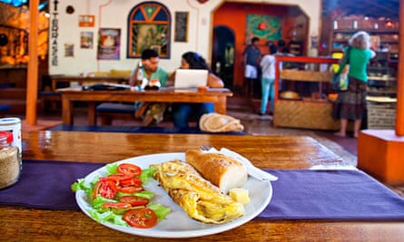 Salad, cheese and bread plate at Baba au Rhum, Anjuna, Goa