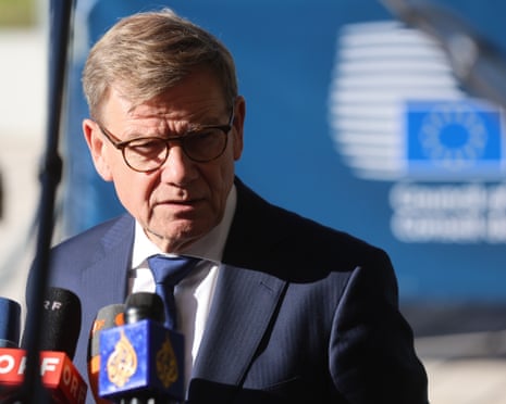 German foreign minister Johann Wadephul seen at a meeting of EU foreign ministers yesterday.