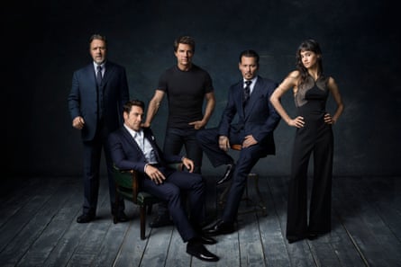 The ‘Dark Universe’ stars, from left, Russell Crowe, Javier Bardem, Tom Cruise, Johnny Depp and Sofia Boutella.