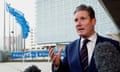 Starmer speaking to media in front of EU HQ in Brussels