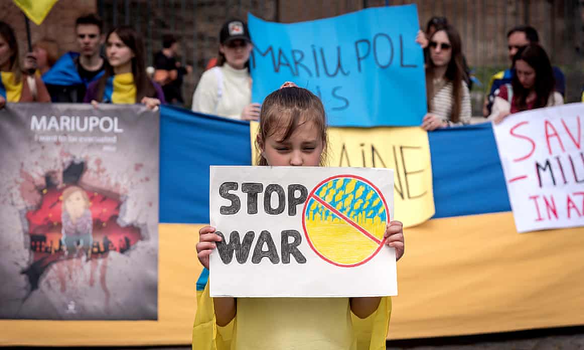 Ukrainians in Rome protest against Russia’s attack on their homeland earlier this month.