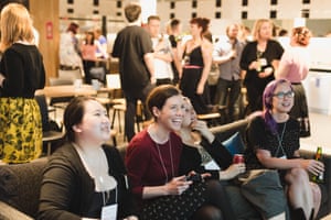 Women take part in a She Makes Games event.