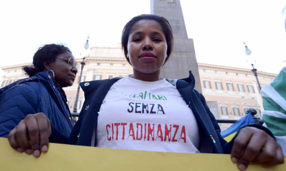 A protest in Rome demanding the approval of a law that would give citizenship rights to migrants born or raised in Italy, November 2017.