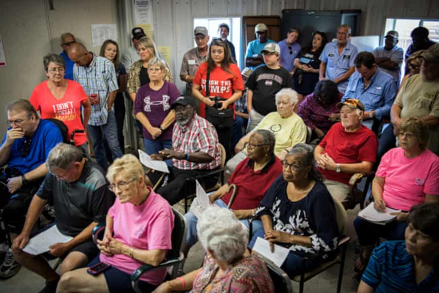Regional residents attend a meeting to voice their concerns at a media day in Valley Park, Mississippi.