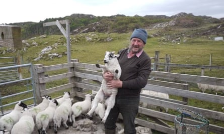 Bill Cowie tending to his sheep on Rona in 2018