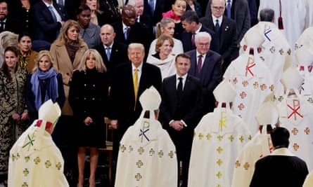 Donald Trump attends the official reopening of the cathedral on Satuday