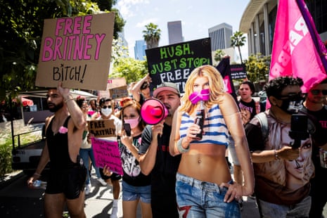 Demonstrators rally during a #FreeBritney protest in front of the building where Britney Spears addressed the court in LA last week.