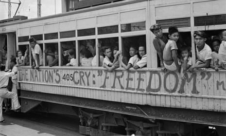 People crowd on to a tram in Jakarta after Indonesia’s declaration of independence in 1945
