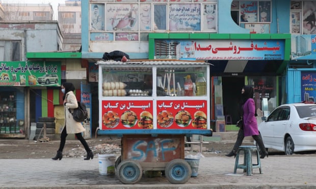 Afghan women on a street in Kabul.