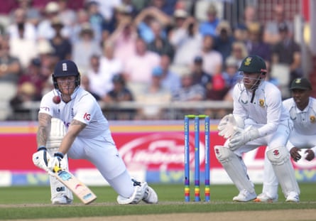 Ben Stokes plays a reverse sweep during the Test series against South Africa.