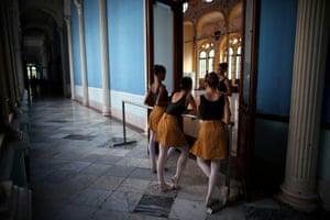 Students at Cuba’s national ballet school during a break from classes.