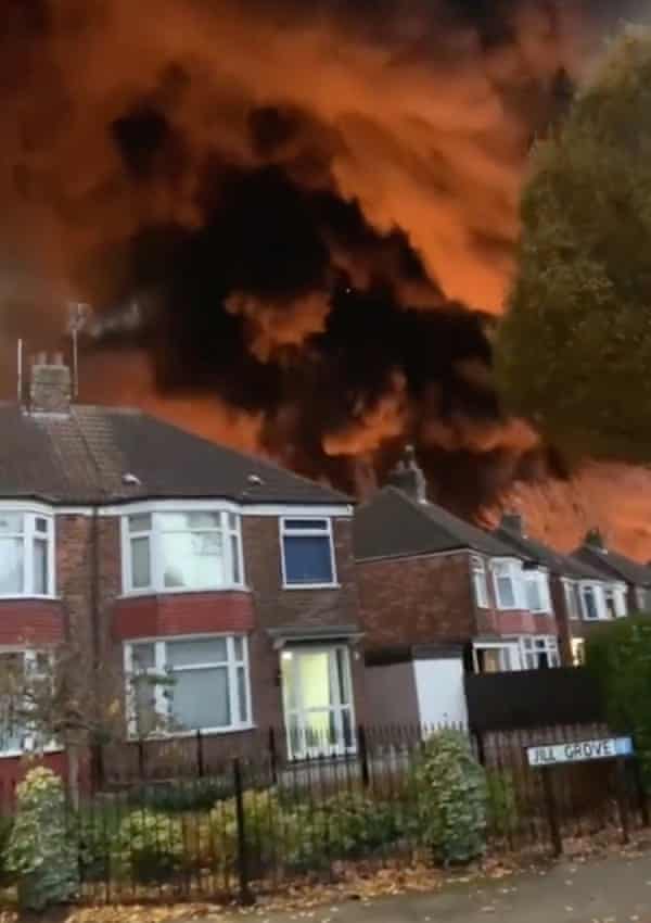 hessle fire explosions heard as firefighters tackle huge blaze near hull hull the guardian
