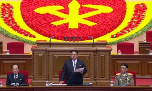Kim Jong-un addresses the congress in Pyongyang