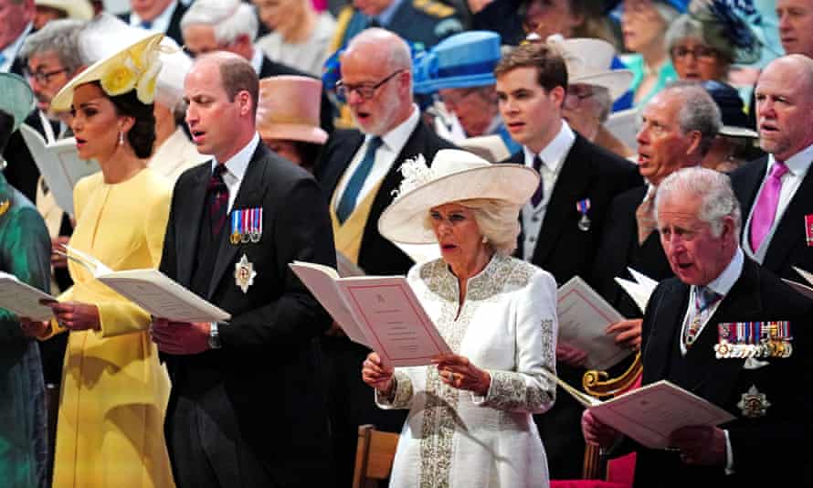 Britain’s Queen Elizabeth’s Platinum Jubilee celebrations in LondonBritain’s Catherine, Duchess of Cambridge, Prince William, Camilla, Duchess of Cornwall and Prince Charles attend the National Service of Thanksgiving held at St Paul’s Cathedral, during Britain’s Queen Elizabeth’s Platinum Jubilee celebrations, in London, Britain, June 3, 2022. Victoria Jones/Pool via REUTERS