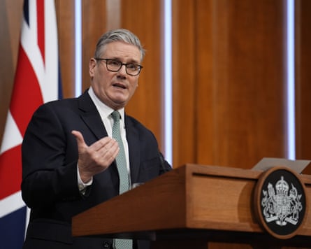 Keir Starmer at a lectern