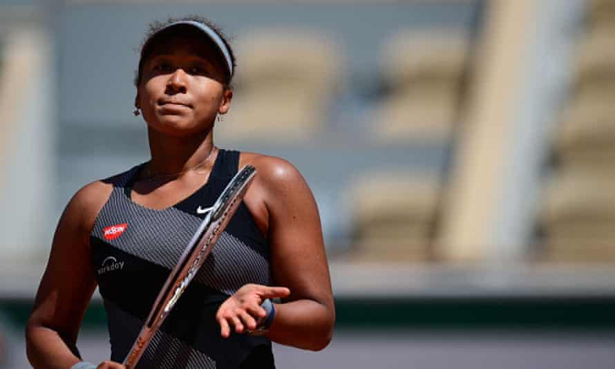 Naomi Osaka after winning her first-round match in the French Open.