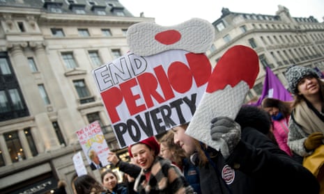 Women campaign in London to eliminate period poverty.