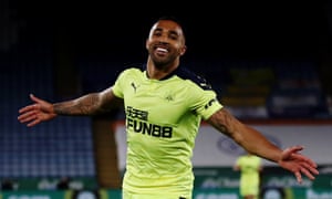 Callum Wilson celebrates after scoring his team’s third goal.