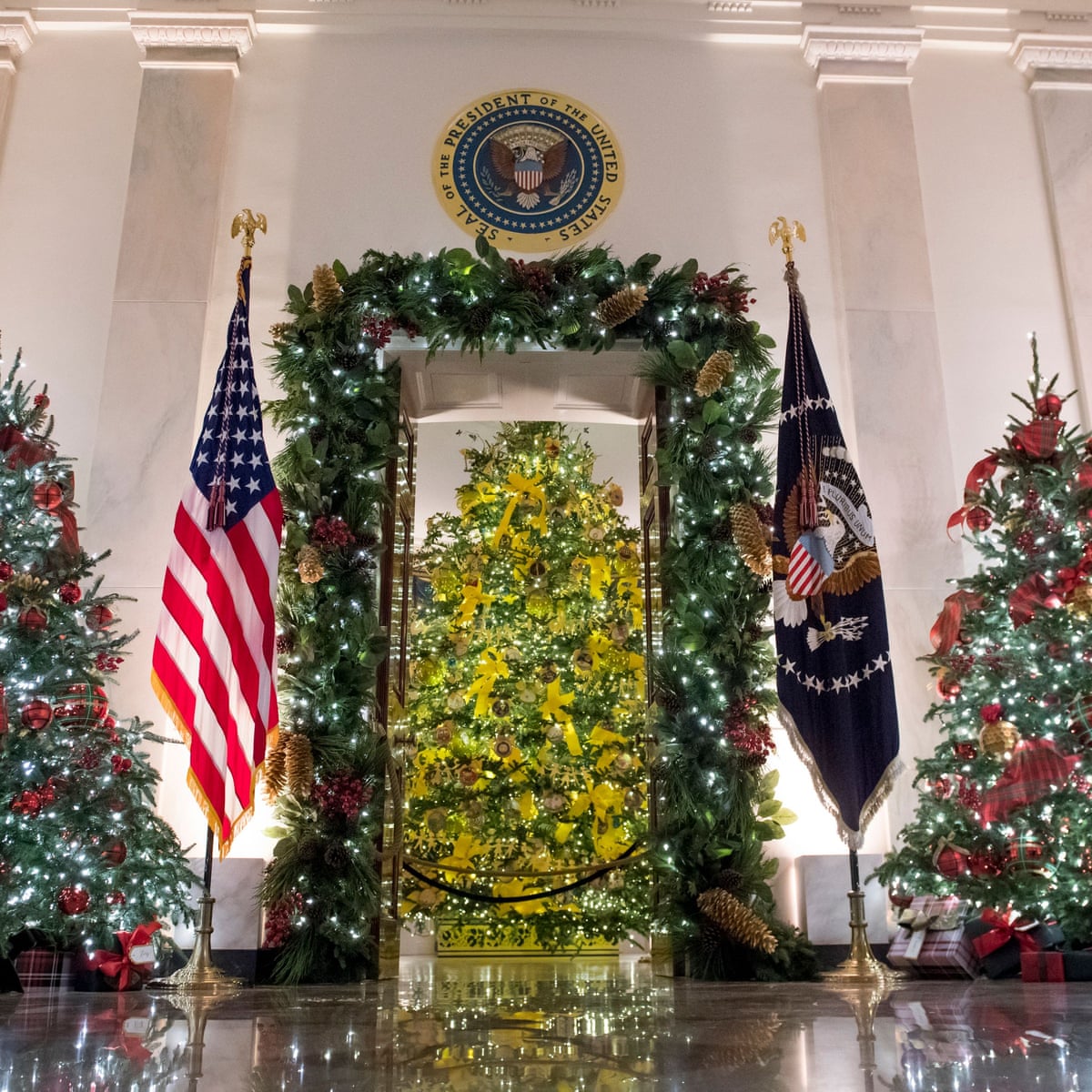 Trump Under Fire For Hosting Christmas Parties As Covid Deaths Mount Donald Trump The Guardian Trump Christmas 2021