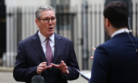 Keir Starmer speaking during the interview with the BBC in Downing Street