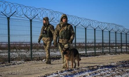 Ukrainian border guards on patrol along the Ukraine-Moldova border in Odesa region