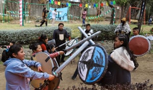 People in costume hold swords
