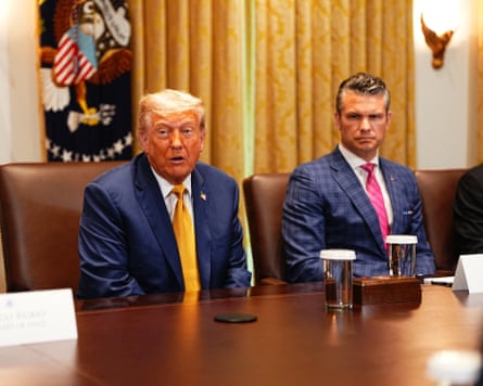 Trump and Hegseth at a cabinet meeting