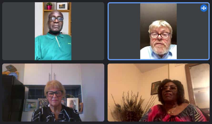 (Clockwise from top left) Tayo Idowu, Paul Gibson, Tata, and Liz Richards