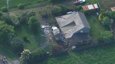 Still from Seven News of a truck that veered into house near Warrnambool.