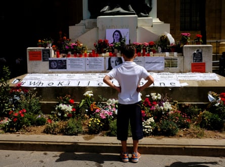 A makeshift memorial to Caruana Galizia in Valletta, Malta.