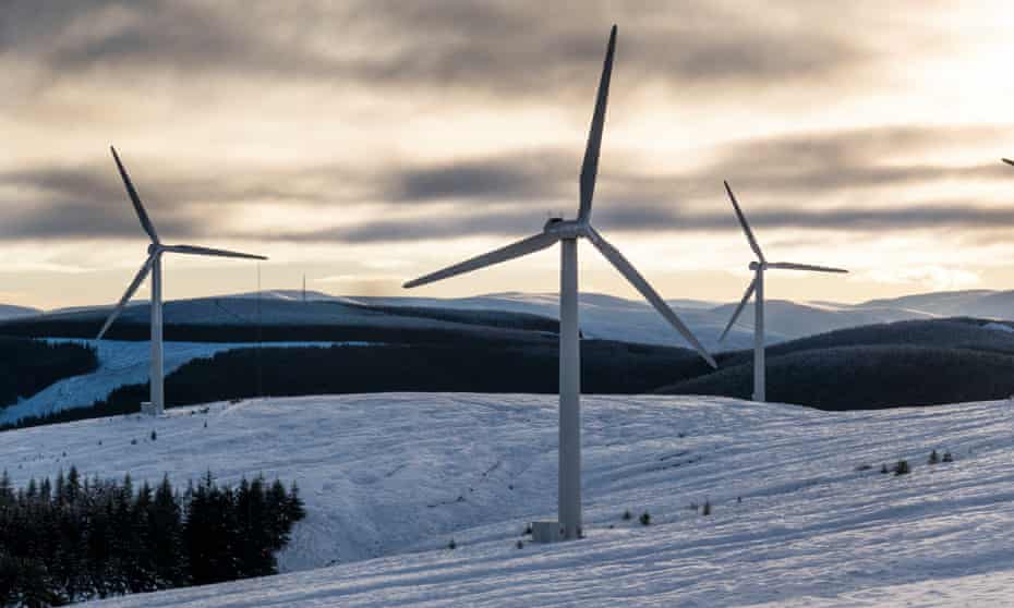 Wind turbines at Bowbeat Wind Farm in the Scottish Borders