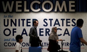 International passengers arrive at Washington Dulles airport.