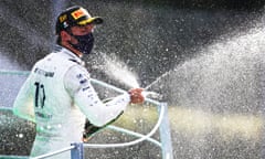 Pierre Gasly sprays the celebratory champagne.