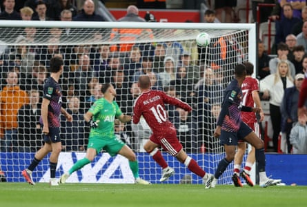 Liverpool’s Alexis Mac Allister fires past Martin Dubravka