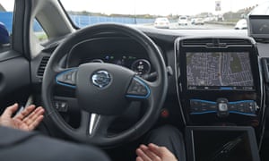 A prototype Nissan Leaf driverless car