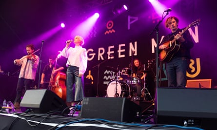 Jessie Buckley and Bernard Butler performing on the Walled Garden stage at Green Man on Friday.