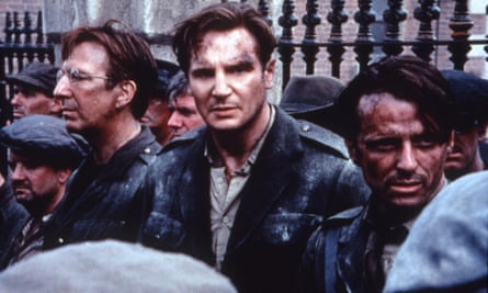 Alan Rickman with Liam Neeson and Aidan Quinn in Michael Collins, 1996