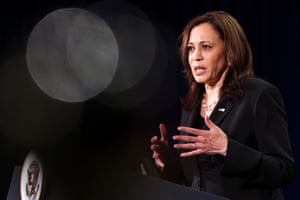 Kamala Harris holds a press conference before departing Vietnam for the United States.