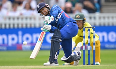 Sophia Dunkley of England opens the batting during the Women’s International Cricket one day match between England Women Cricket and Australia Women at the Cooper Associates County Ground, Taunton.