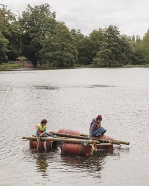 Sink or swim … kids try out raft-building.