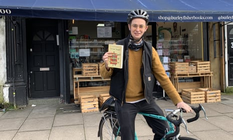 Sam Fisher, co-owner of Burley Fisher Books in Haggerston, London, is delivering books during the coronavirus outbreak.