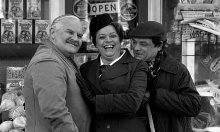 Lynda Baron as Nurse Gladys in Open All Hours, alongside David Jason and Ronnie Barker.