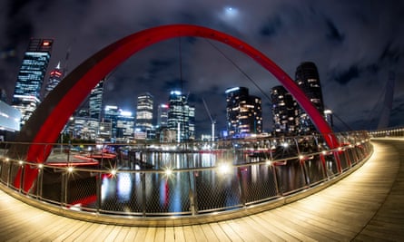 fish eye view of Perth's city skyline