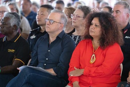 Anthony Albanese with Indigenous Australians minister, Malarndirri McCarthy, at Garma 2024.