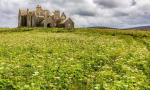 The abandoned ruins of Vallay House, Vallay Strand, North Uist