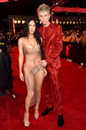 (L-R) Megan Fox and Machine Gun Kelly attend the 2021 MTV Video Music Awards at Barclays Center