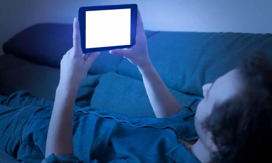 Man watching TV series on digital tablet
