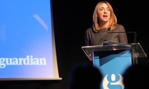 The editor in chief of Guardian news and media group Katharine Viner speaking today.