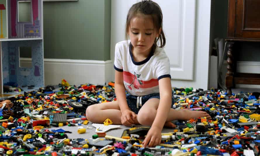 A child plays with Lego