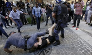 Police clash with students outside South Africa’s parliament in Cape Town on Wednesday